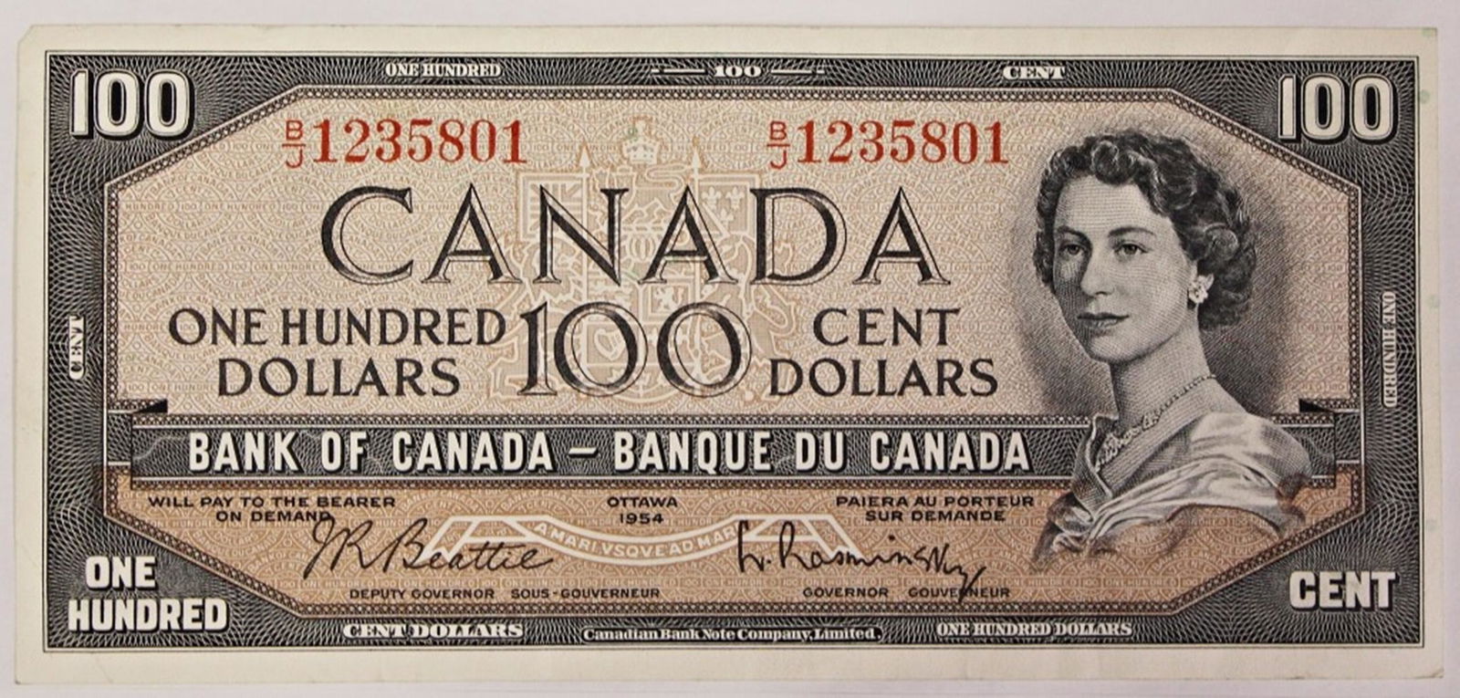 1954 $100.00 CANADA NOTE (1 of 2)