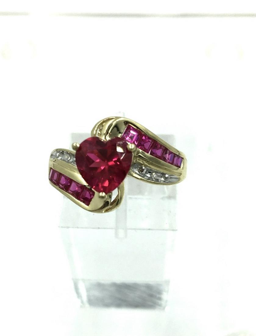 10K YELLOW GOLD CREATED RUBY RING (1 of 2)