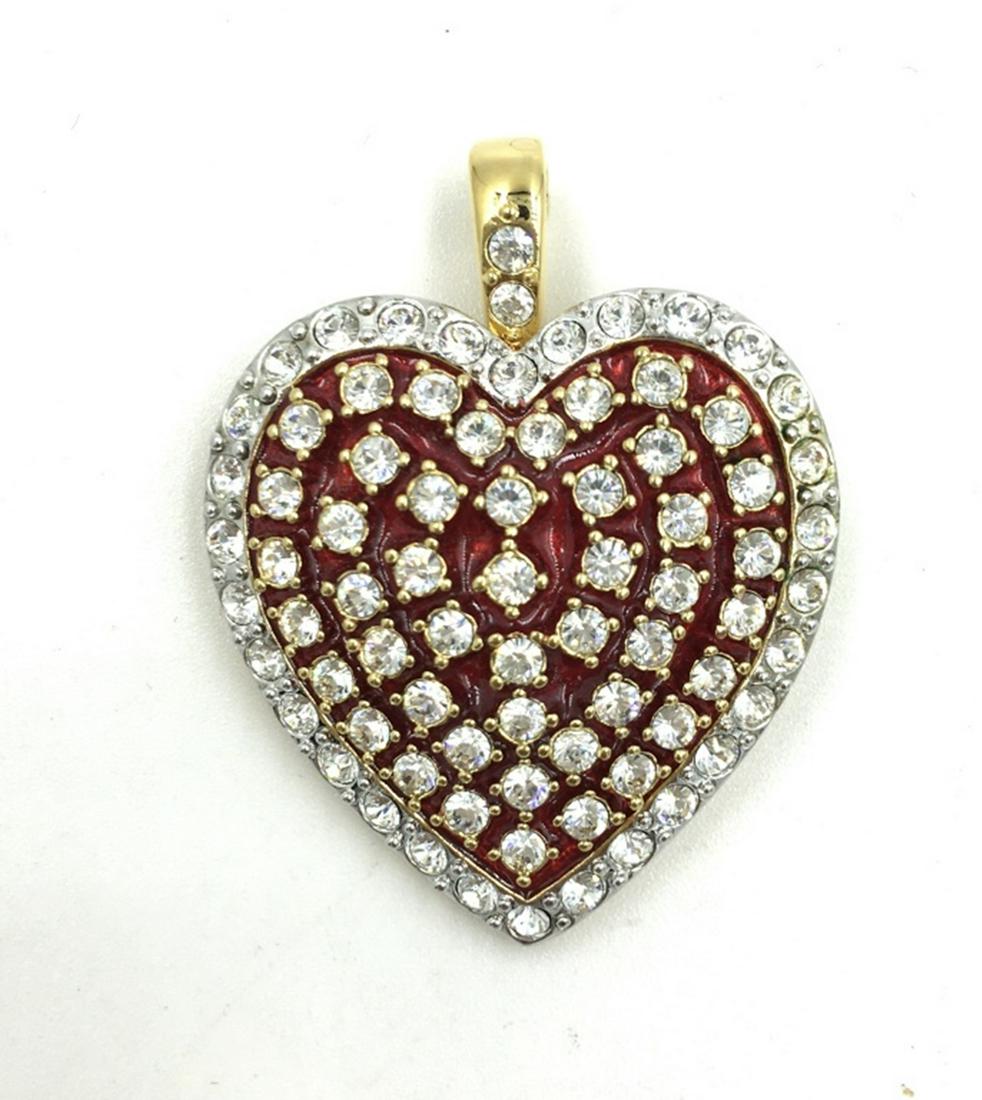 NOLAN MILLER HEART PENDANT: CZ'S, 1 3/4" LONG, ESTIMATE: $1-$100