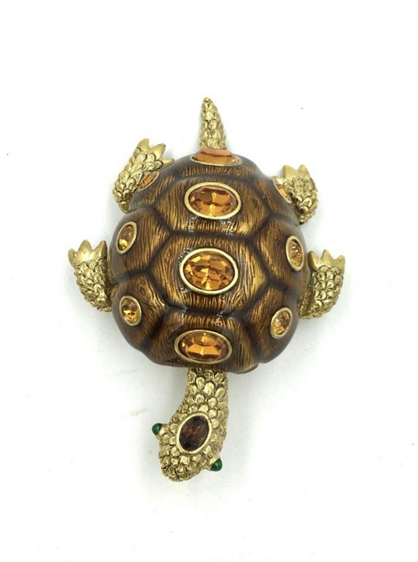 JOAN RIVERS TURTLE PIN BROOCH: 3" LONG, ESTIMATE: $1-$100