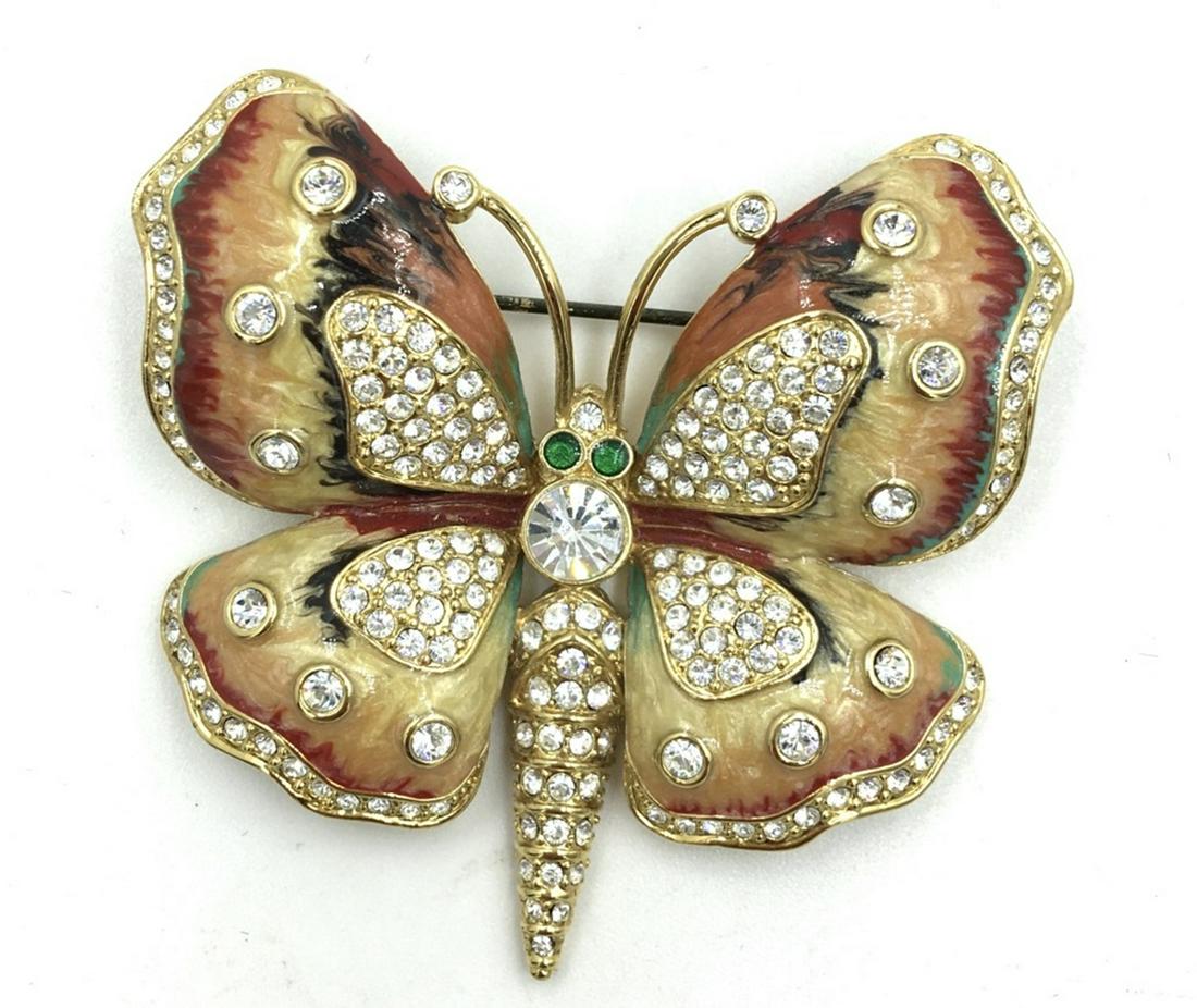 KJL (KENNETH JAY LANE) BUTTERFLY PIN: 2 1/4" WIDE, ESTIMATE: $1-$100