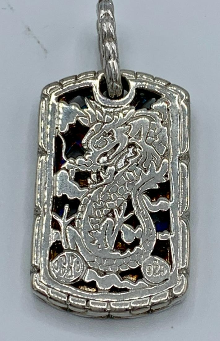 JOHN HARDY MEN'S RAJA SILVER WHITE SAPPHIRE: DOG TAG PENDANT, PRE OWNED EXCELLENT CONDITION. NEW RETAIL ON THIS IS $1200-$1500. 1 1/4" X .75" , ESTIMATE $800-$900