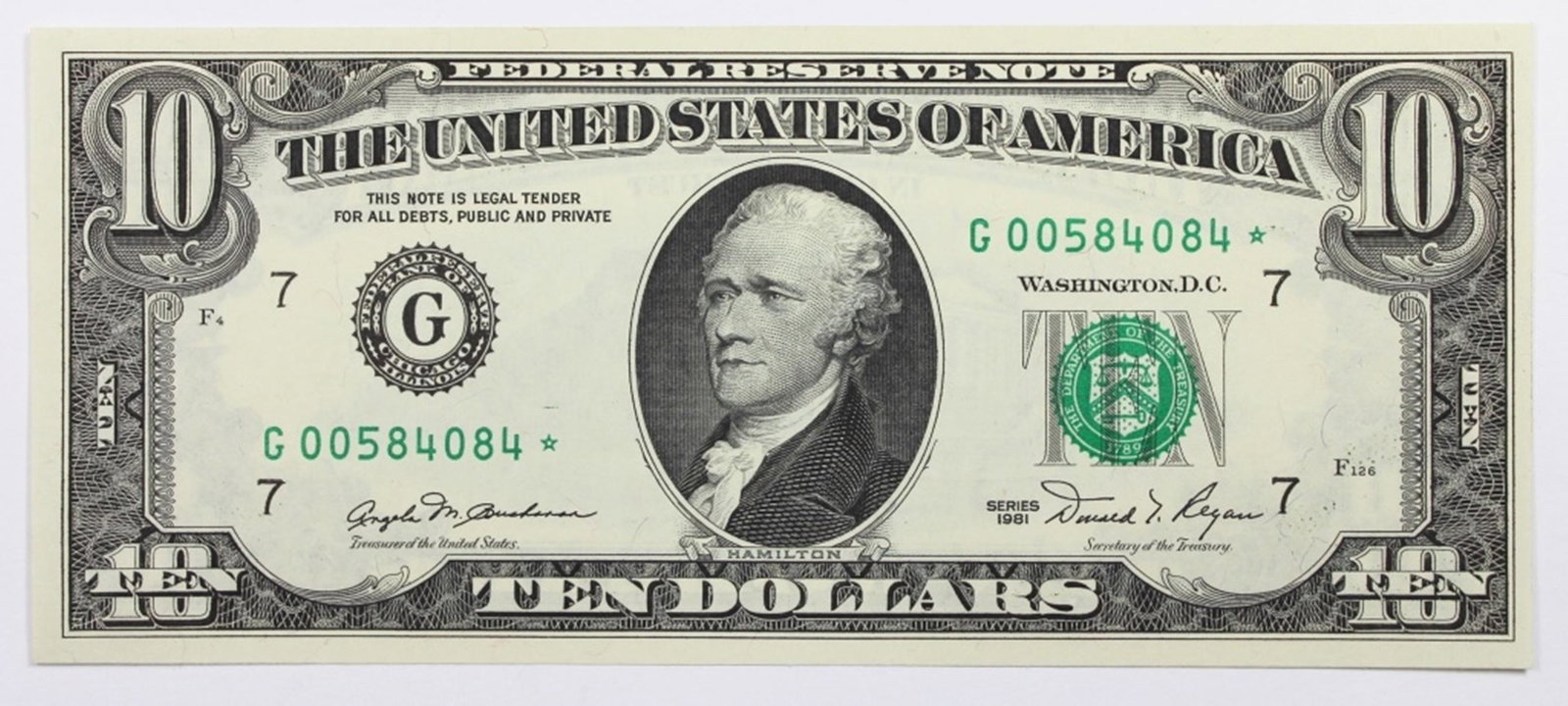 1981 $10.00 CHICAGO FEDERAL RESERVE NOTE (1 of 2)
