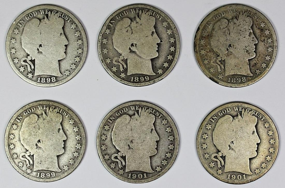 SIX BARBER HALF DOLLARS (1 of 2)