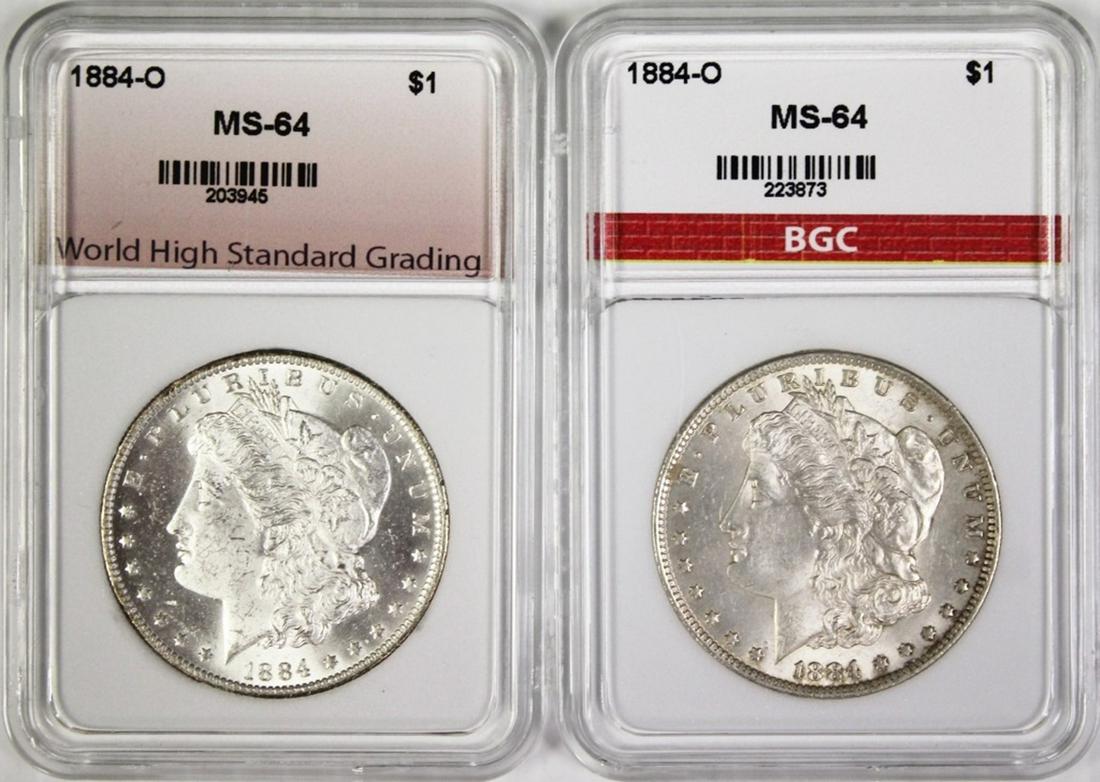 TWO 1884-O MORGAN DOLLARS (1 of 2)