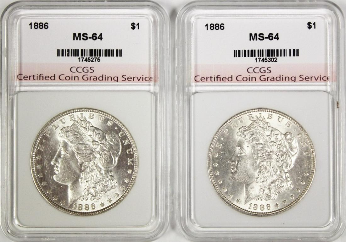 TWO 1886 MORGAN DOLLARS (1 of 2)