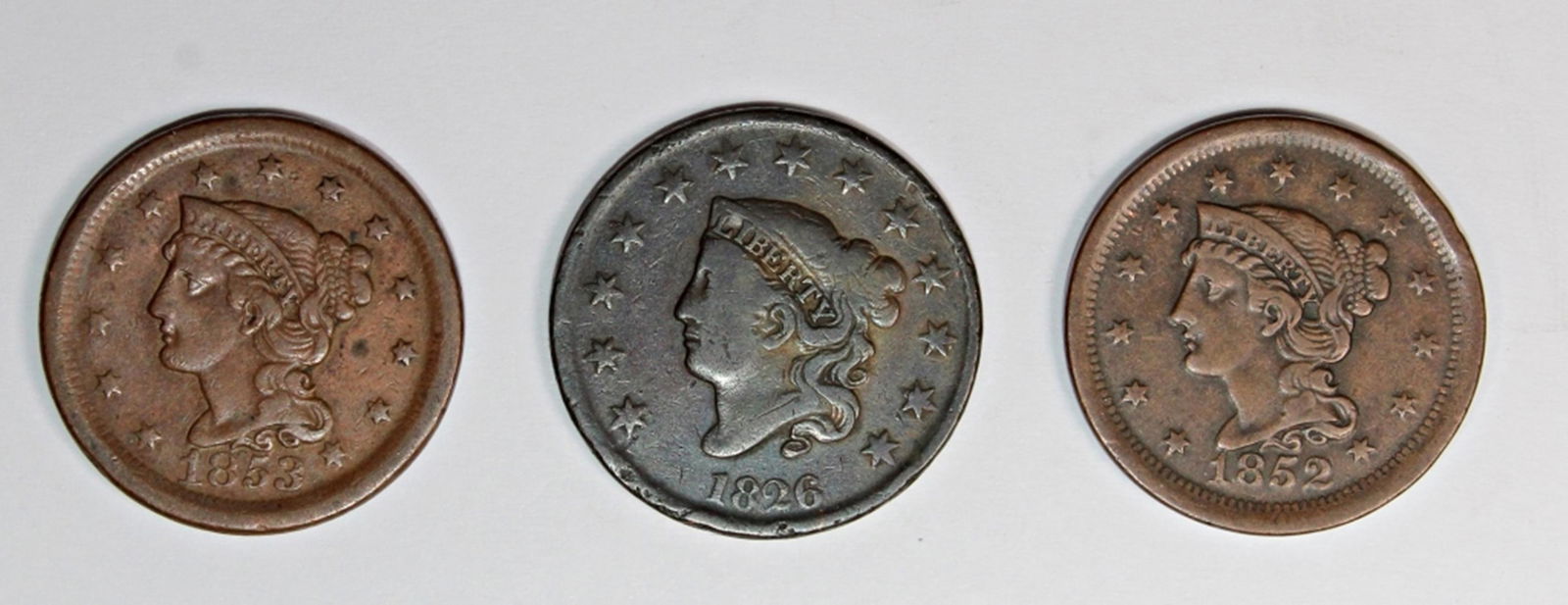 1852, 1853, AND 1826 U.S. LARGE CENTS (1 of 2)