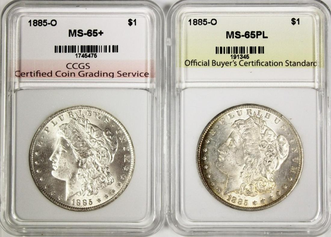 TWO 1885-O MORGAN DOLLARS: (1 of 2)