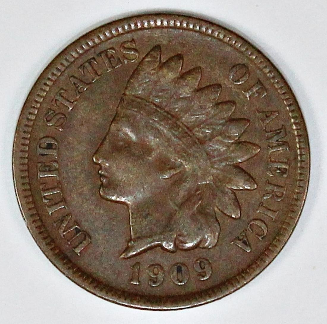 1909-S INDIAN CENT: FULL XF KEY COIN. ESTIMATE: $600-$650