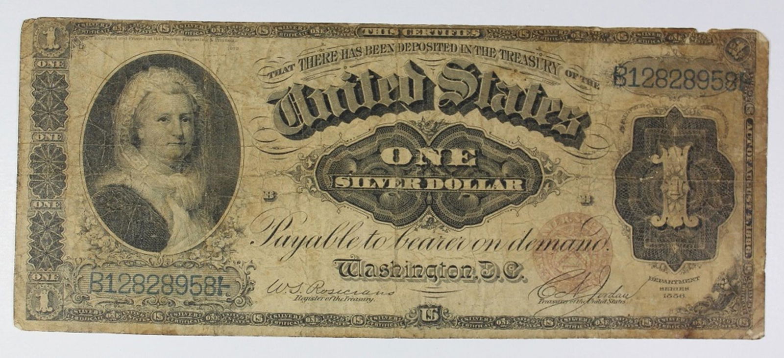 1886 $1.00 SILVER CERTIFICATE (1 of 2)