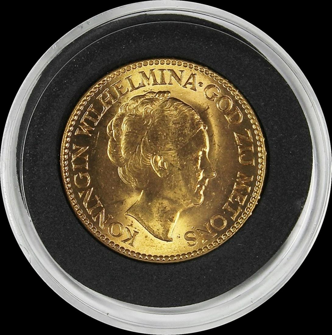 1926 NETHERLANDS 10 GUILDERS GOLD: GEM BU. ESTIMATE: $500-$600