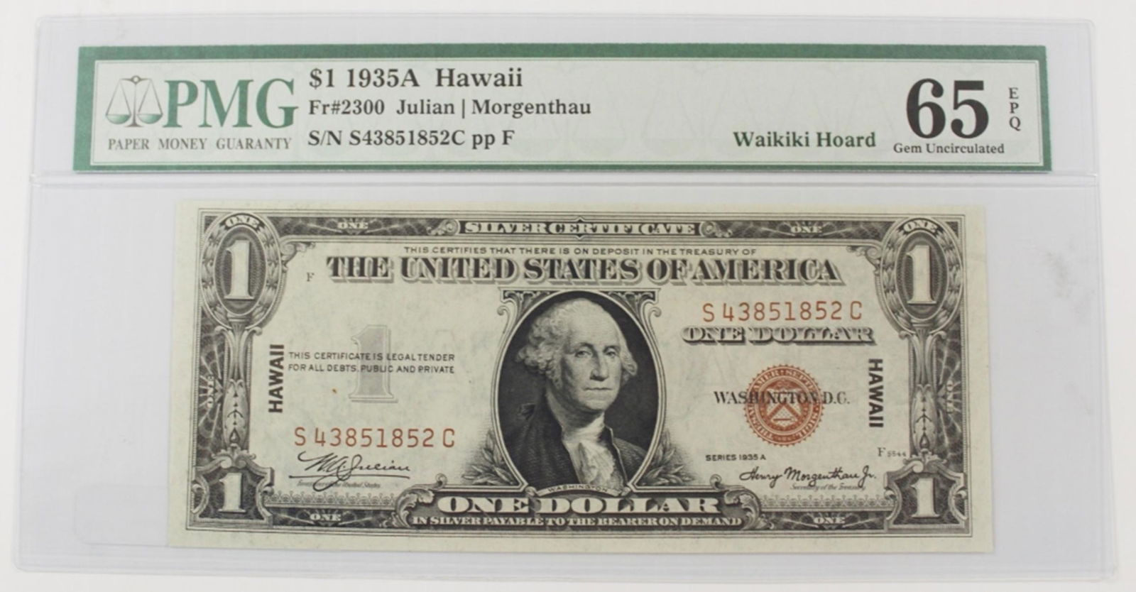 1935-A HAWAII $1.00 NOTE (1 of 2)