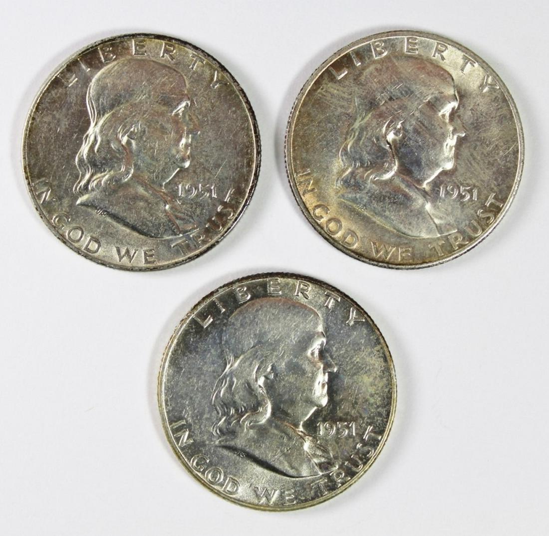 3 FRANKLIN HALF DOLLARS (1 of 2)