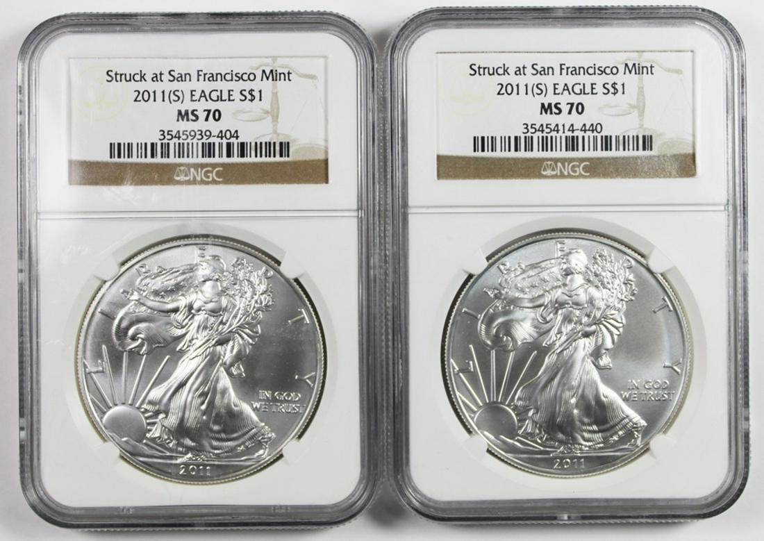 (2) 2011 (S) AMERICAN SILVER EAGLES (1 of 2)