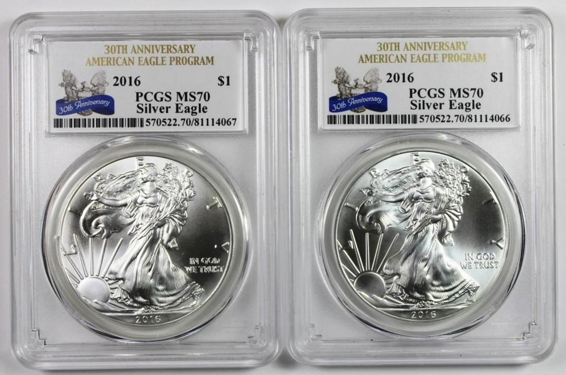(2) 2016 AMERICAN SILVER EAGLES (1 of 2)