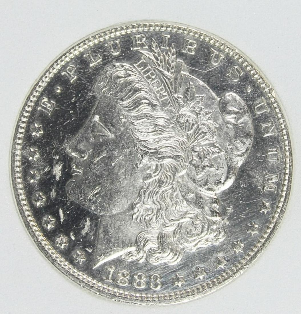 1883 MORGAN SILVER DOLLAR: APN MS 65 DMPL BLAST WHITE, VERY DEPP MIRRORS! GOOD EYE APPEAL! ESTIMATE: $775-$975