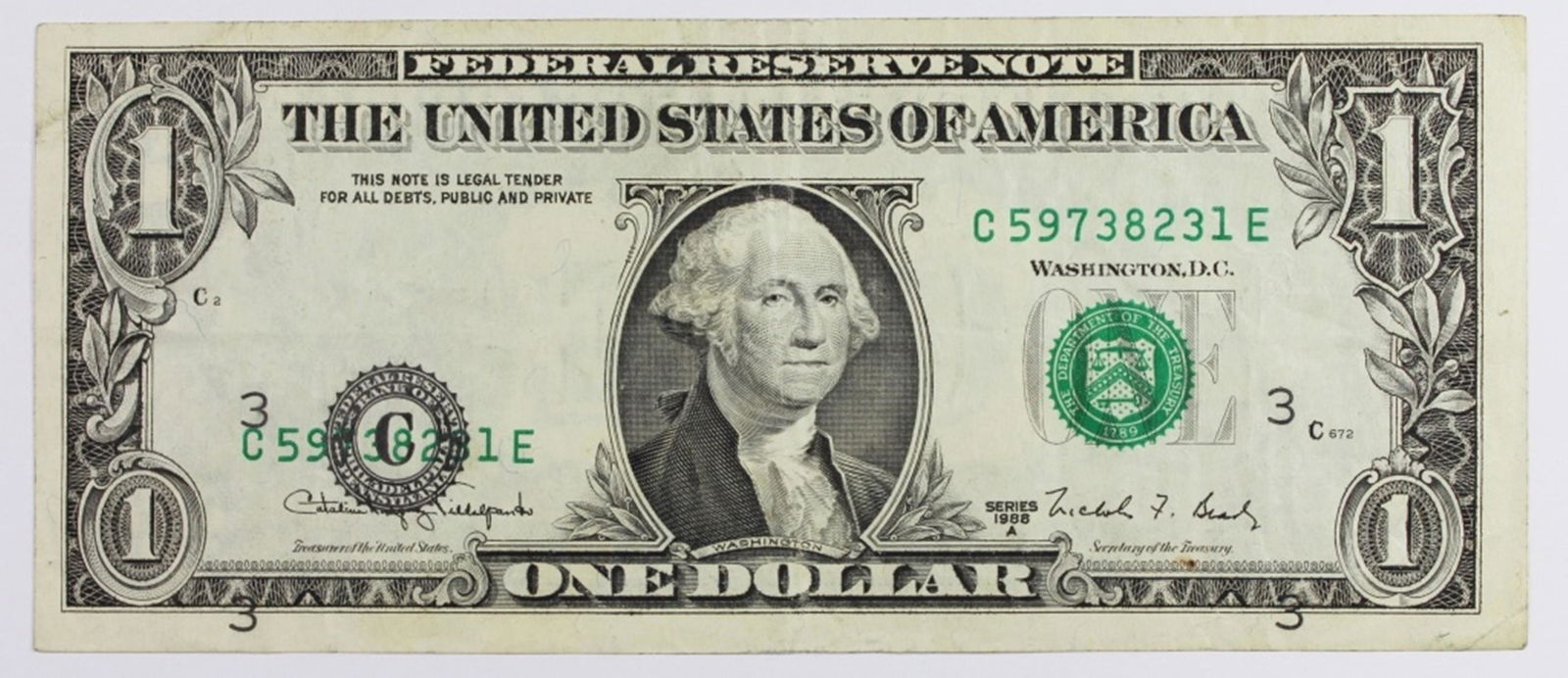 1988-A $1.00 ERROR NOTE (1 of 2)