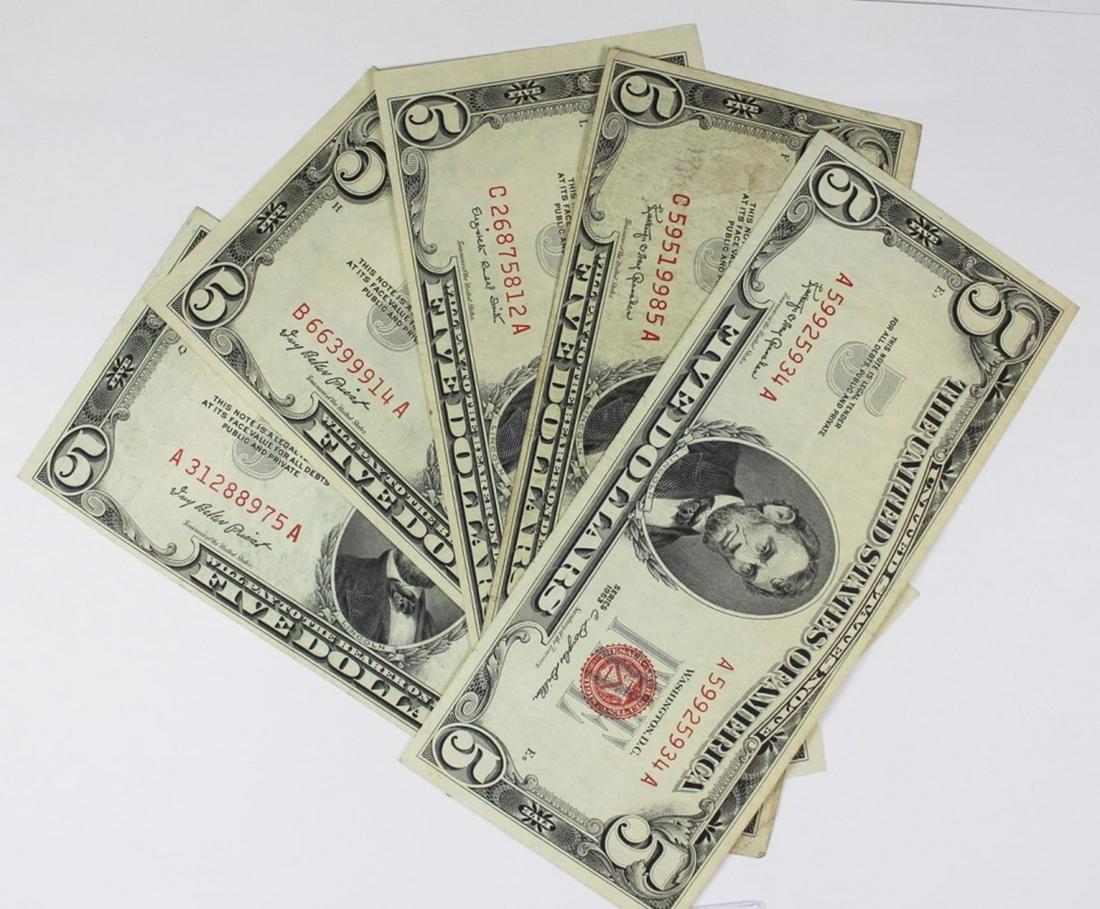 (5) 1953 $5 U.S. NOTES (1 of 2)