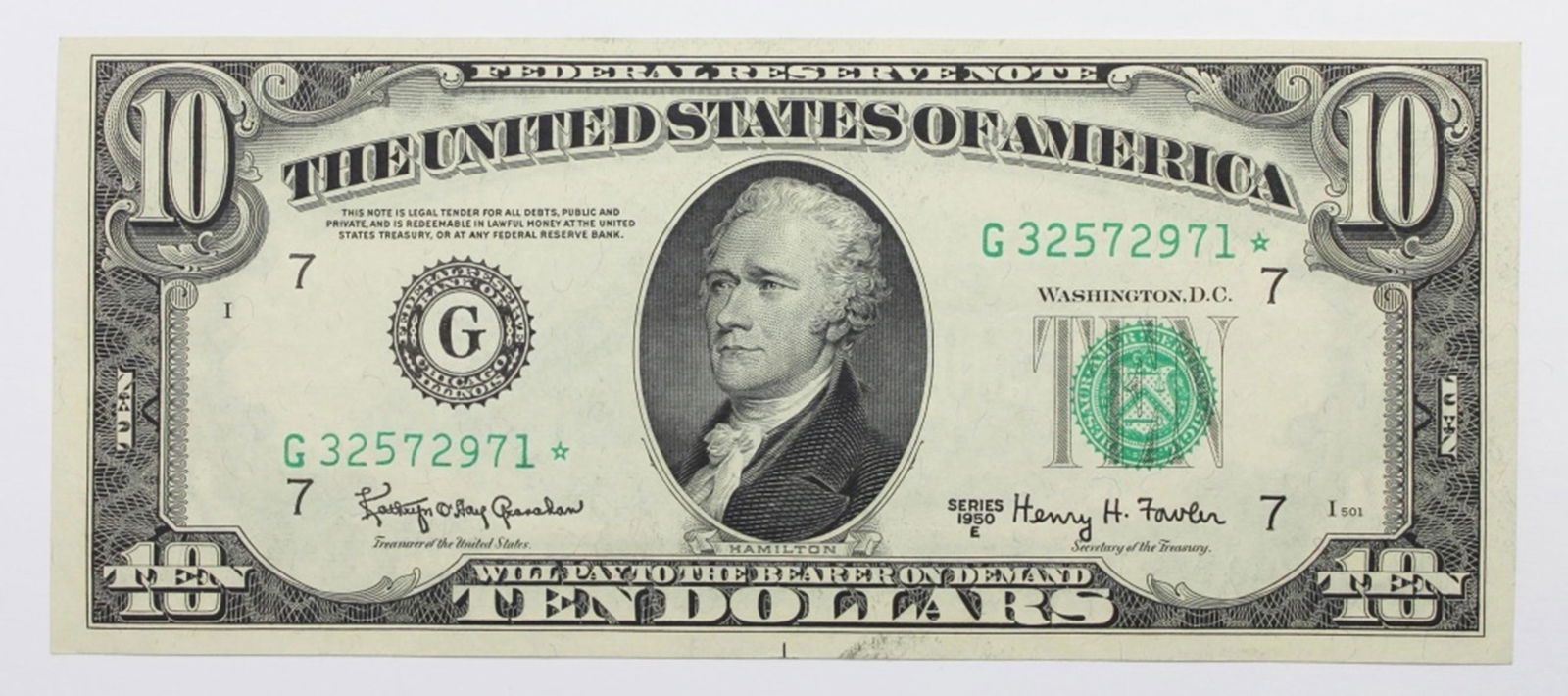 1950-E $10.00 CHICAGO FEDERAL RESERVE NOTE (1 of 2)
