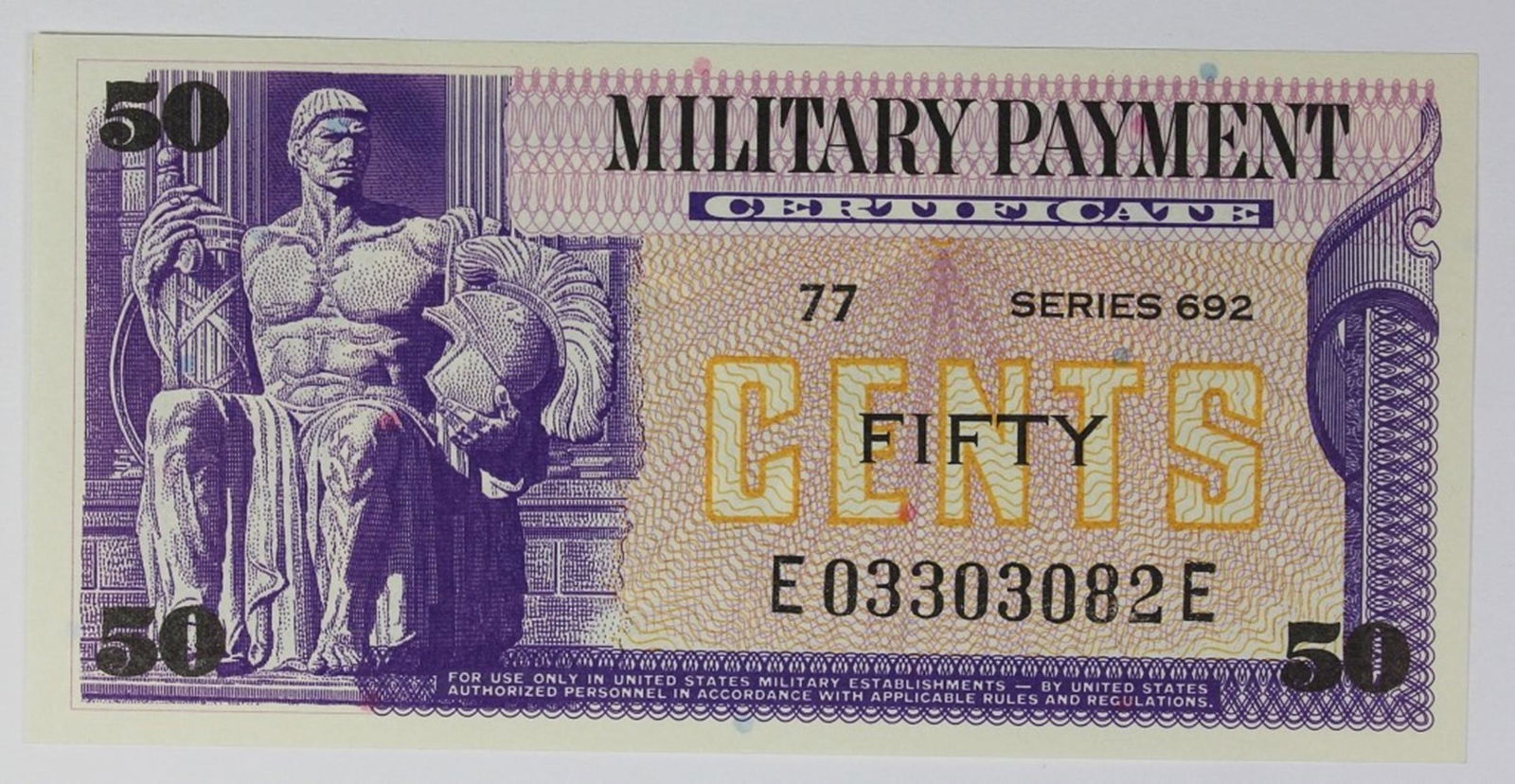 MILITARY PAYMENT CERTIFICATE (1 of 2)