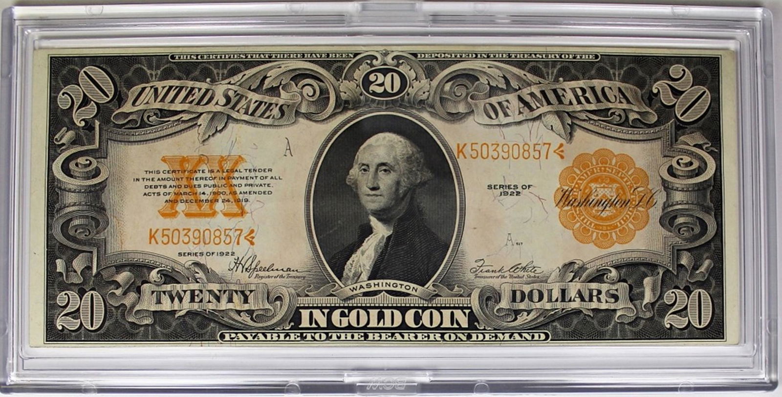 1922 $20 GOLD CERTIFICATE (1 of 2)