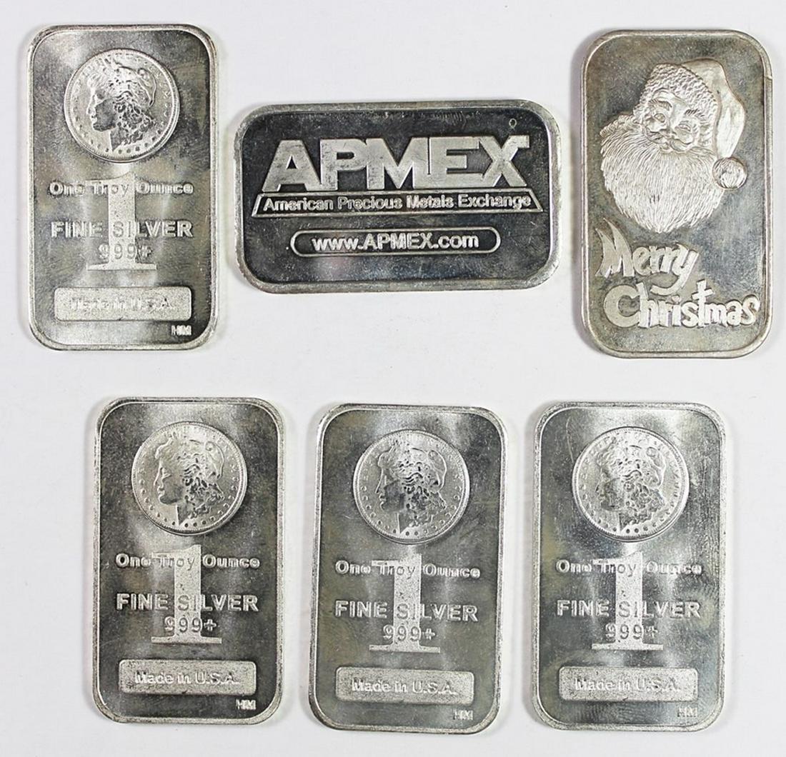 (6) 1 OZ .999 SILVER BARS (1 of 2)