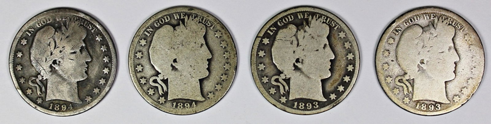 FOUR BARBER HALF DOLLARS (1 of 2)