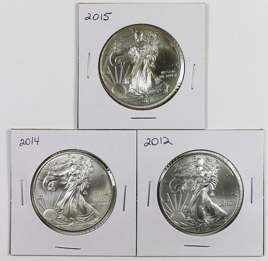 GEM BU AMERICAN SILVER EAGLES (1 of 2)