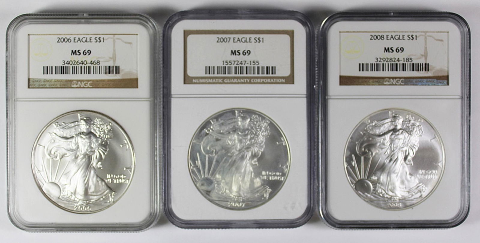 NGC MS 69 GRADED AMERICAN SILVER EAGLES (1 of 2)