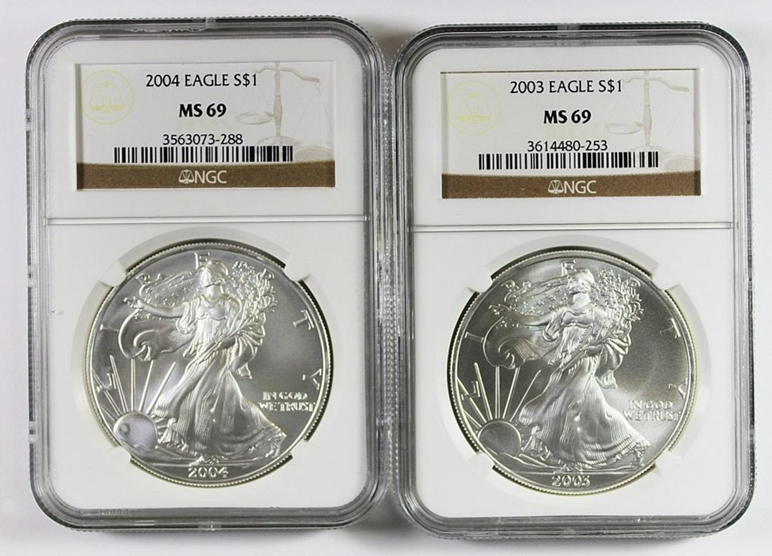 NGC MS 69 AMERICAN SILVER EAGLE (1 of 2)