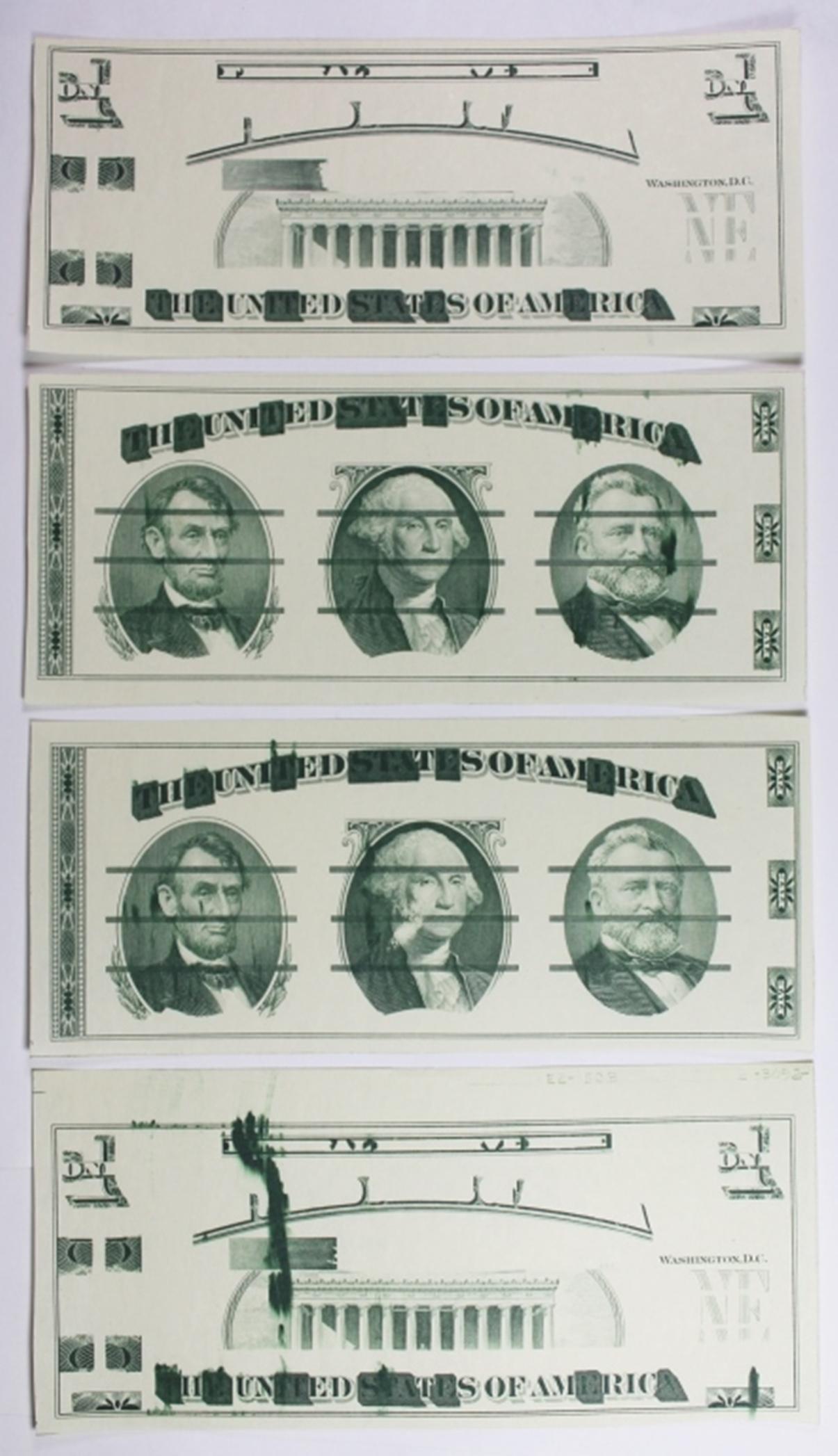 4 PIECE CURRENCY TYPE BILLS: WITH B LANK BACKS, WE ARE NOT SURE WHAT THEY ARE? ESTIMATE: $25-$50