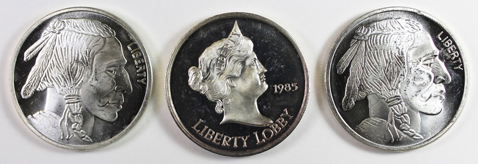 (3) 1 OZ. .999 SILVER ROUNDS.: .999 SILVER. ESTIMATE: $70-$100