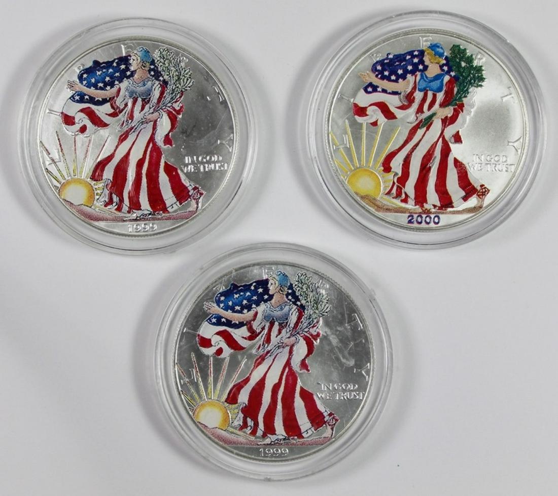 THREE COLORIZED AMERICAN SILVER EAGLES (1 of 2)