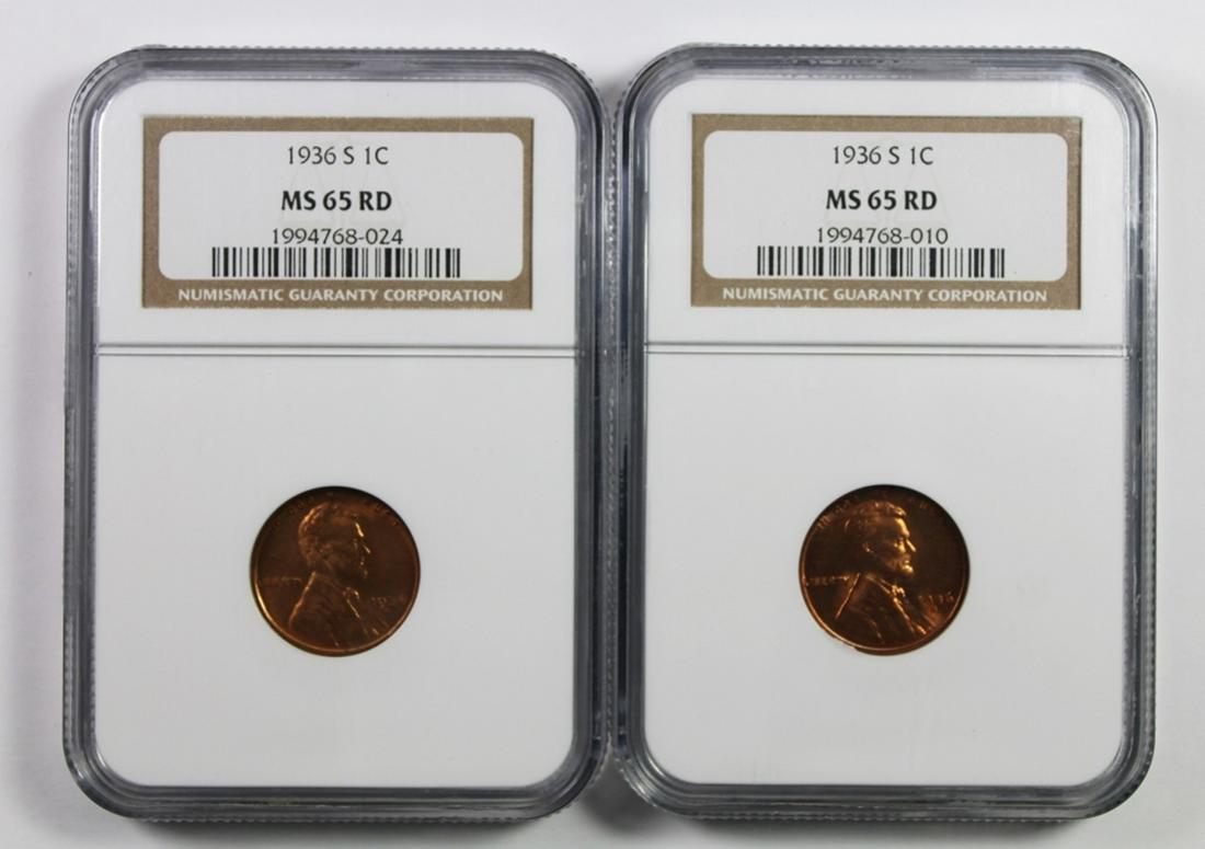 LOT OF TWO 1936-S LINCOLN CENTS (1 of 2)