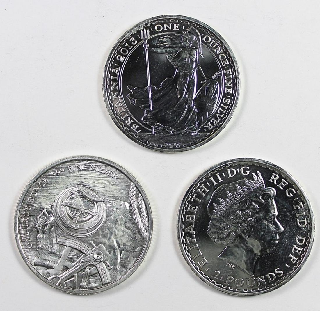 3 1 OZ SILVER ROUNDS: .999. ESTIMATE: $70-$100