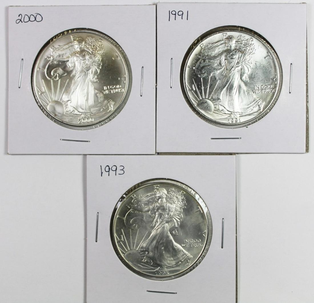 GEM BU AMERICAN SILVER EAGLES (1 of 2)