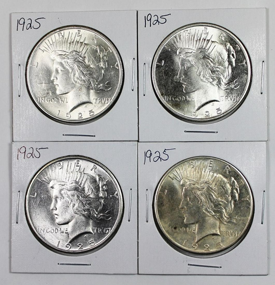 (4) 1925 PEACE SILVER DOLLARS (1 of 2)