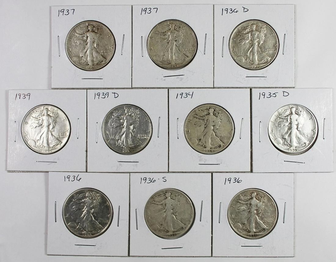 (10) WALKING LIBERTY HALF DOLLARS (1 of 2)