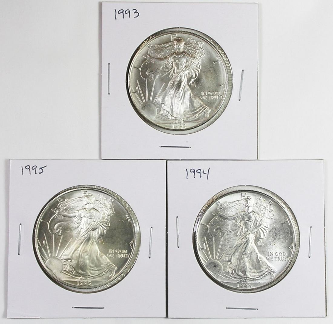 GEM BU AMERICAN SILVER EAGLES (1 of 2)
