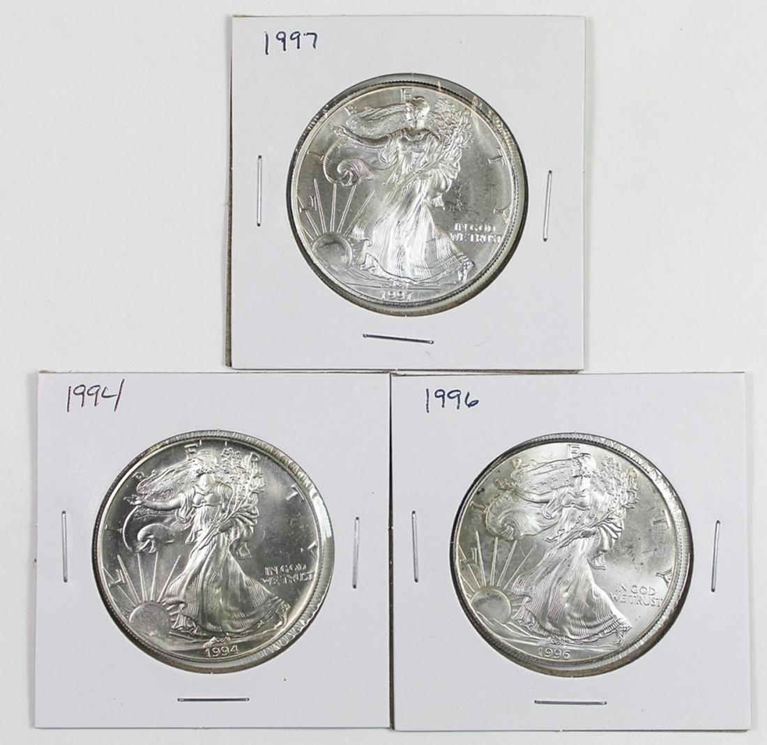 GEM BU AMERICAN SILVER EAGLES (1 of 2)