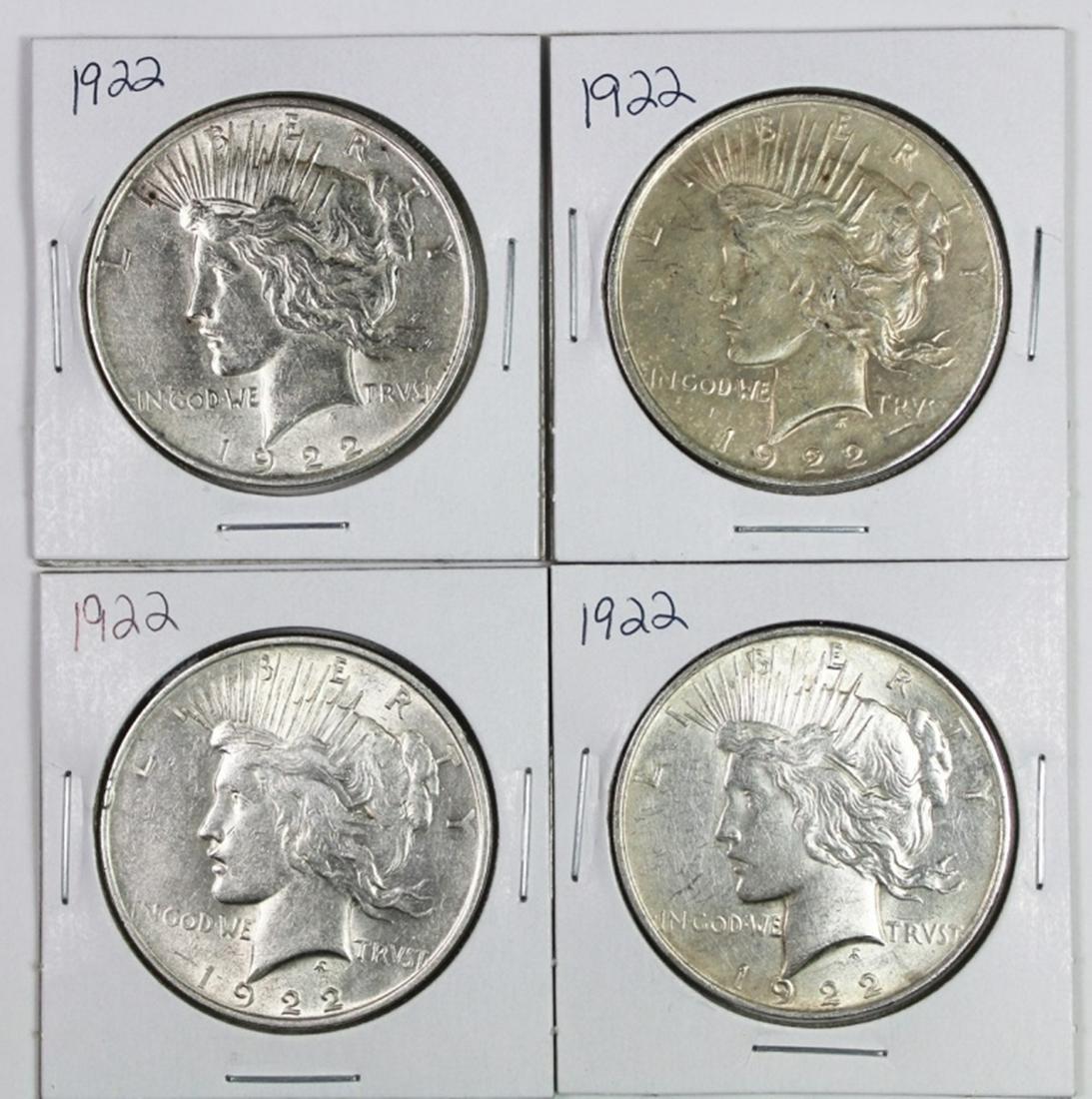 (4) 1922 PEACE SILVER DOLLARS (1 of 2)