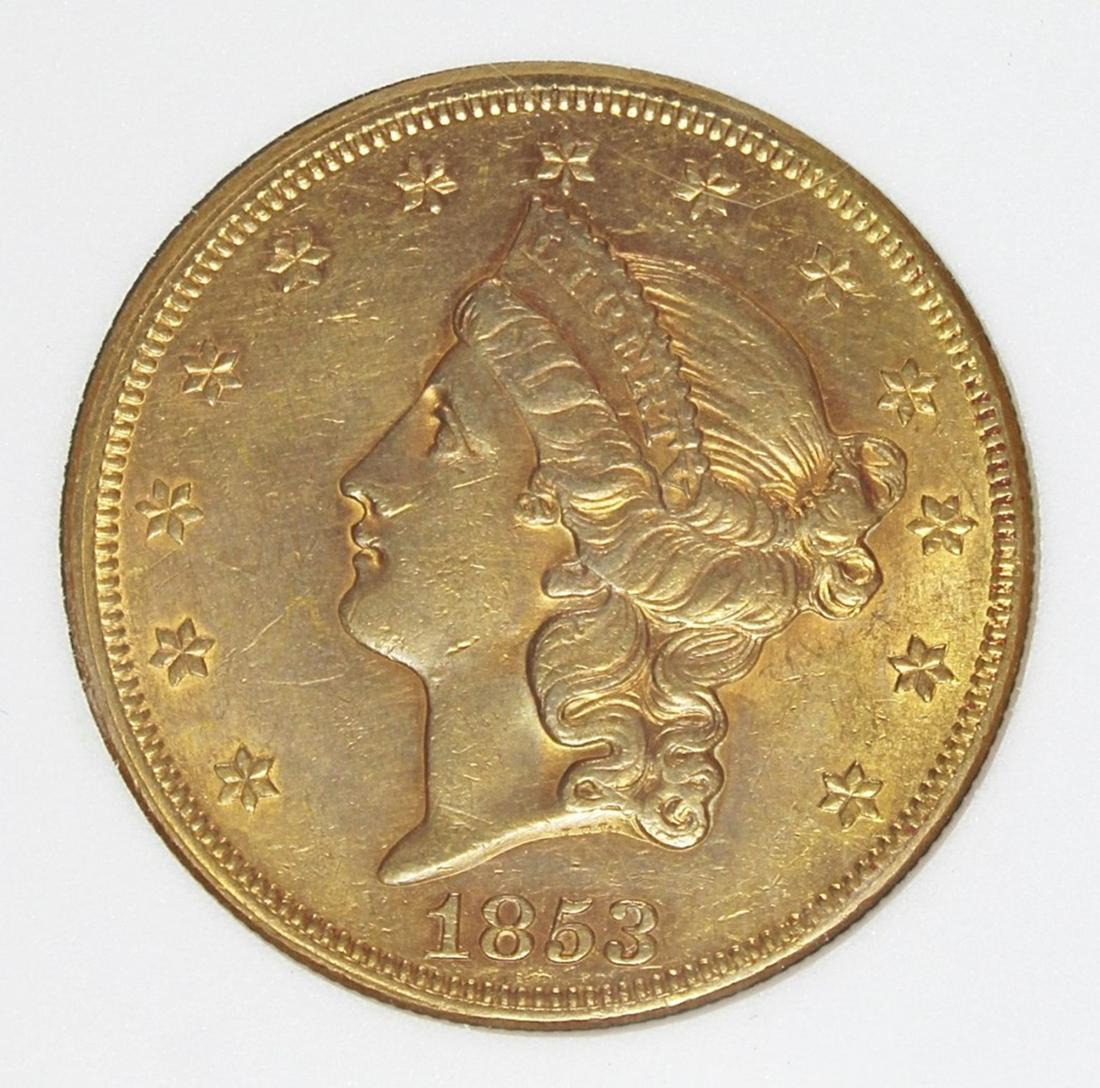 1853/2 $20.00 GOLD (1 of 4)