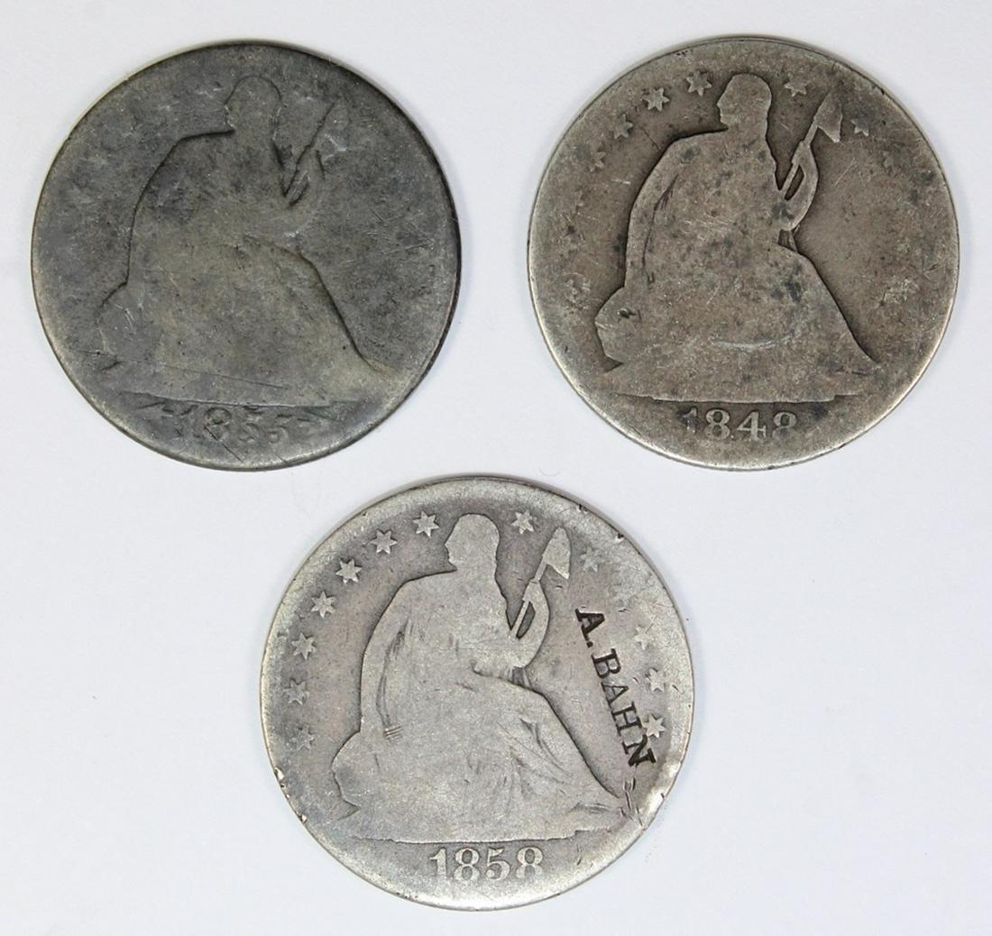 THREE SEATED HALF DOLLARS: (1 of 2)