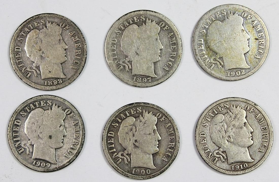GROUP OF CIRC SCARCE BARBER DIMES (1 of 2)