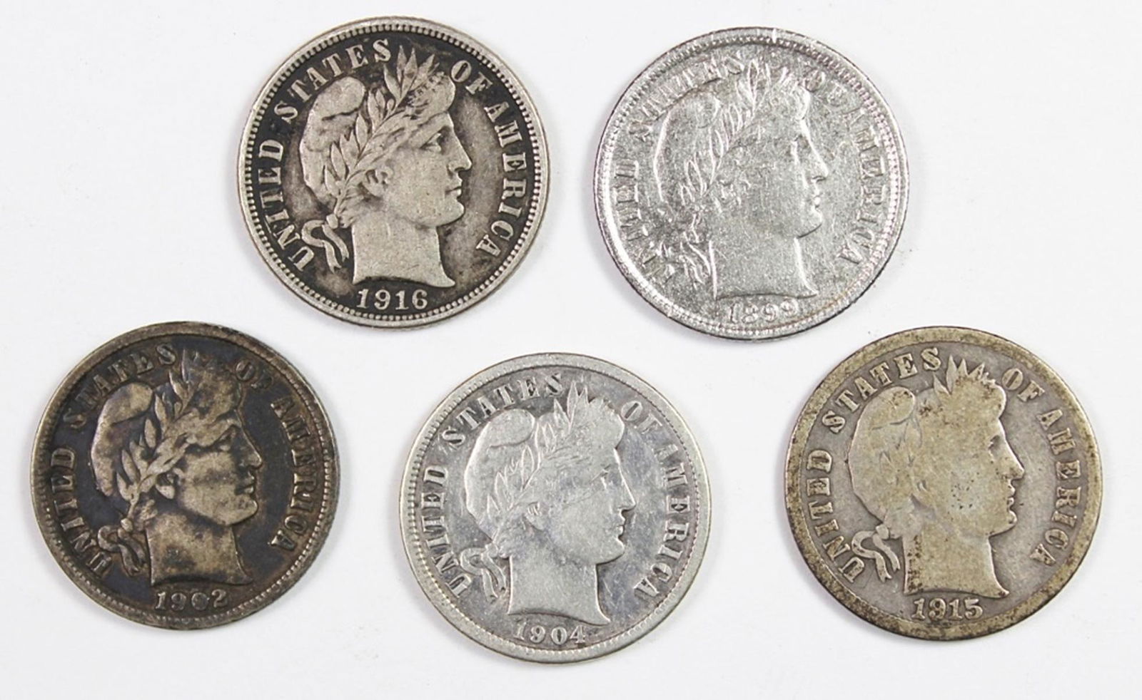 GROUP OF BARBER DIMES (1 of 2)