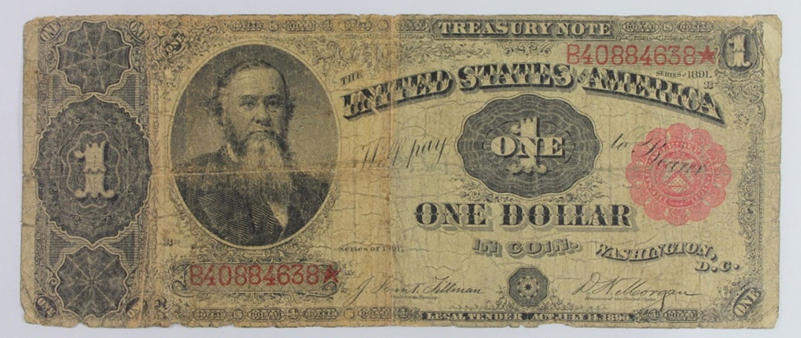 1891 $1.00 TREASURY NOTE (1 of 2)