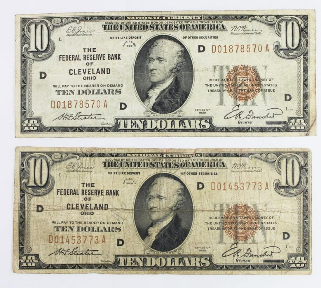 (2) $10 FEDERAL RESERVE BANK NOTES (1 of 2)