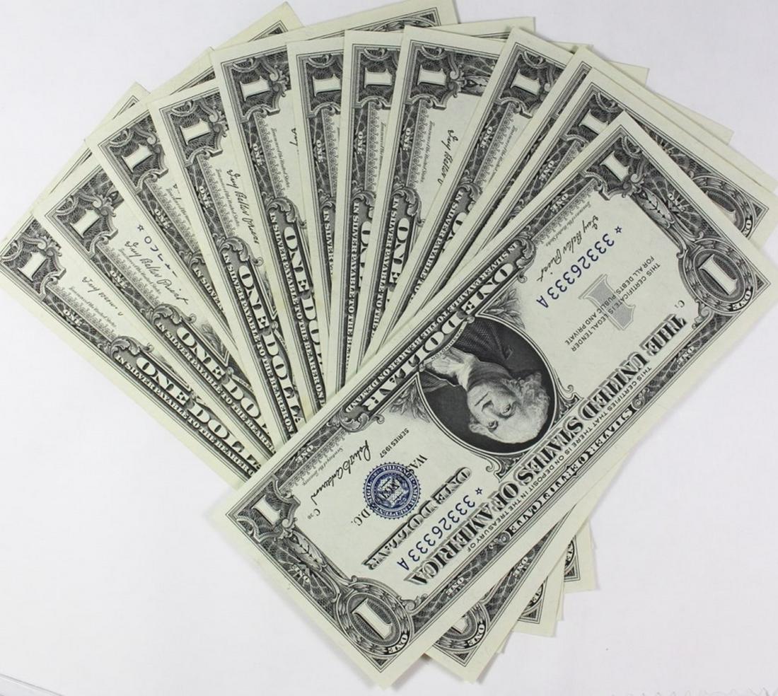 12 PIECES 1957 $1.00 STAR NOTES (1 of 3)
