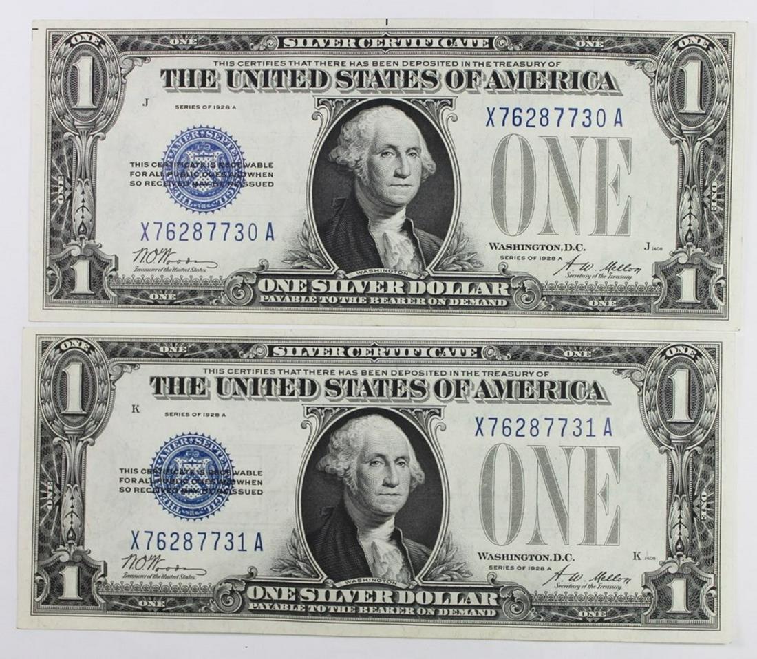 (2) PIECE 1928-A $1.00 SILVER CERTIFICATES (1 of 2)