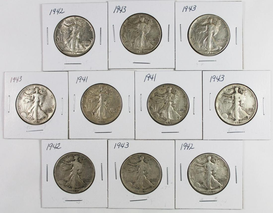 (10) SILVER WALKING LIBERTY HALF DOLLARS (1 of 2)